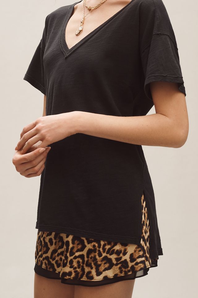 Jordyn Cotton-Slub Crew-Neck Oversized Tee by Pilcro: Deep-V Edition #3