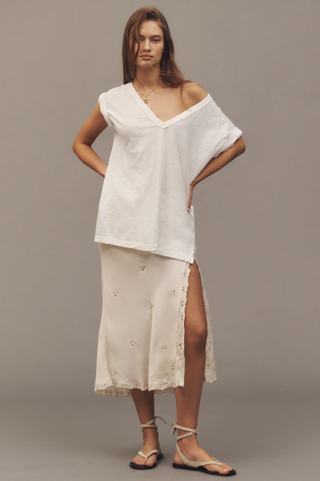 The Jordyn Plus Cotton-Slub V-Neck Tee by Pilcro #4