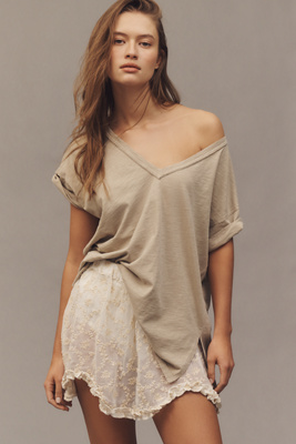 Pilcro The Jordyn Cotton-slub Crew-neck Oversized Tee By : Deep-v Edition In Multi