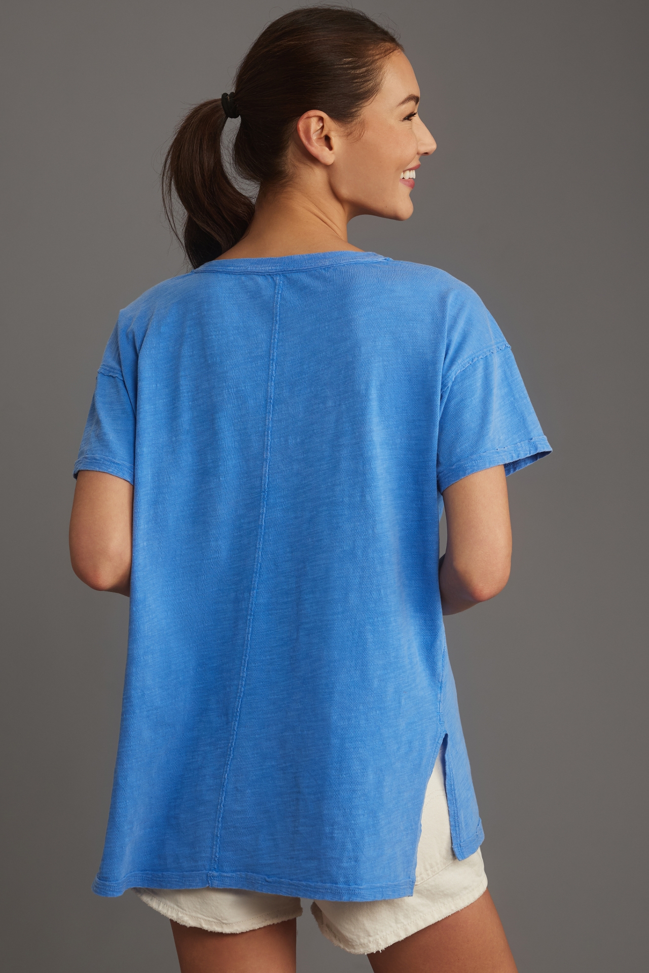 The Jordyn Perfect Oversized Cotton-Slub Tee by Pilcro: V-Neck Edition