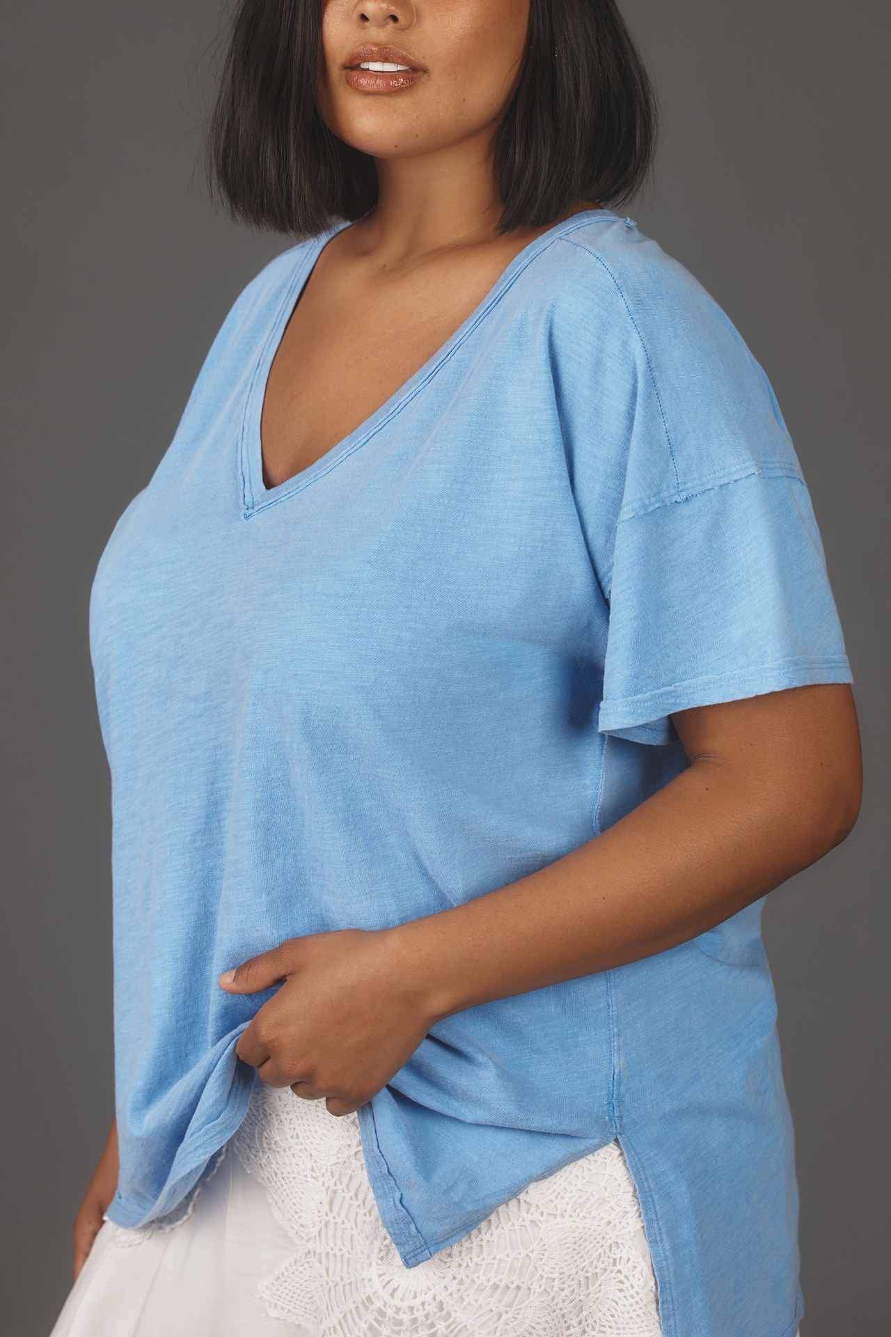 The Jordyn Perfect Oversized Cotton-Slub Tee by Pilcro: V-Neck Edition