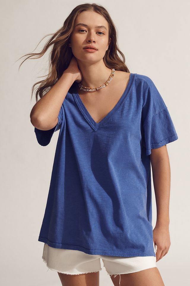 The Jordyn Plus Cotton-Slub V-Neck Tee by Pilcro #3