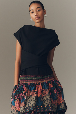 Hope For Flowers By Tracy Reese Wrapped Bodice Top In Black