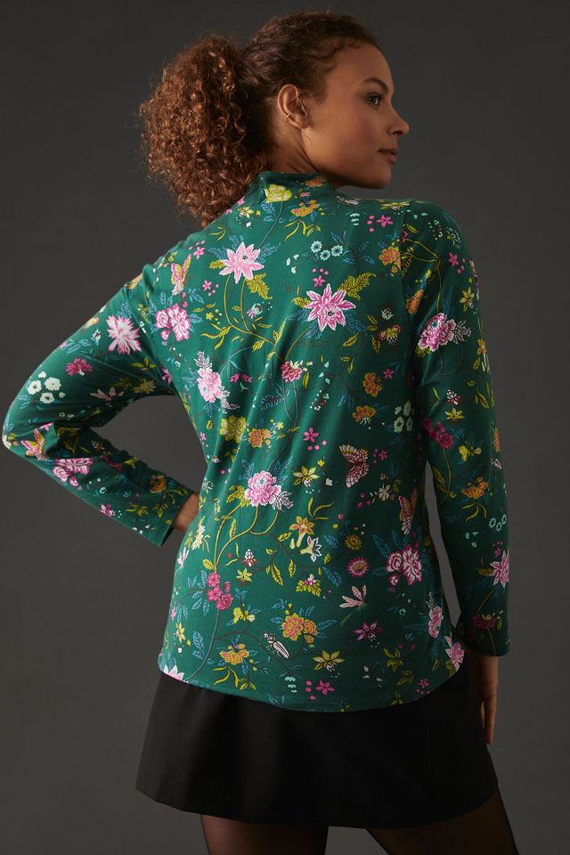 Maeve Printed Turtleneck Top #1