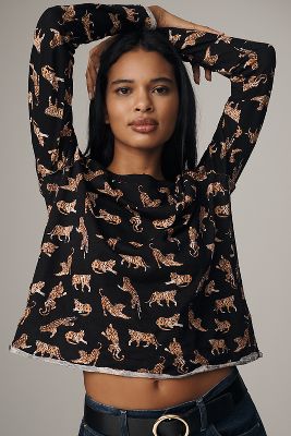 Maeve Caitlin Cotton Boxy Long Sleeve Tee | Anthropologie