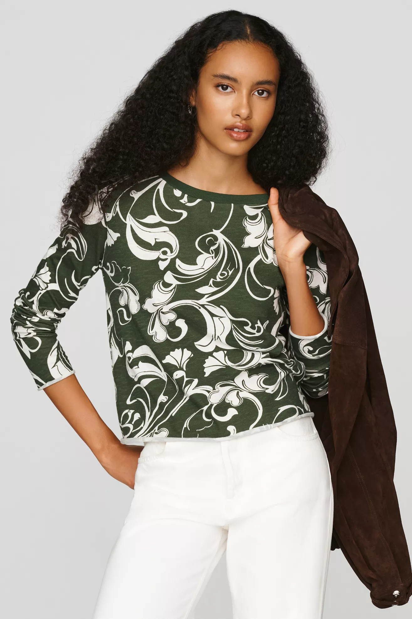 Maeve Caitlin 100% Cotton Boxy Long Sleeve Tee