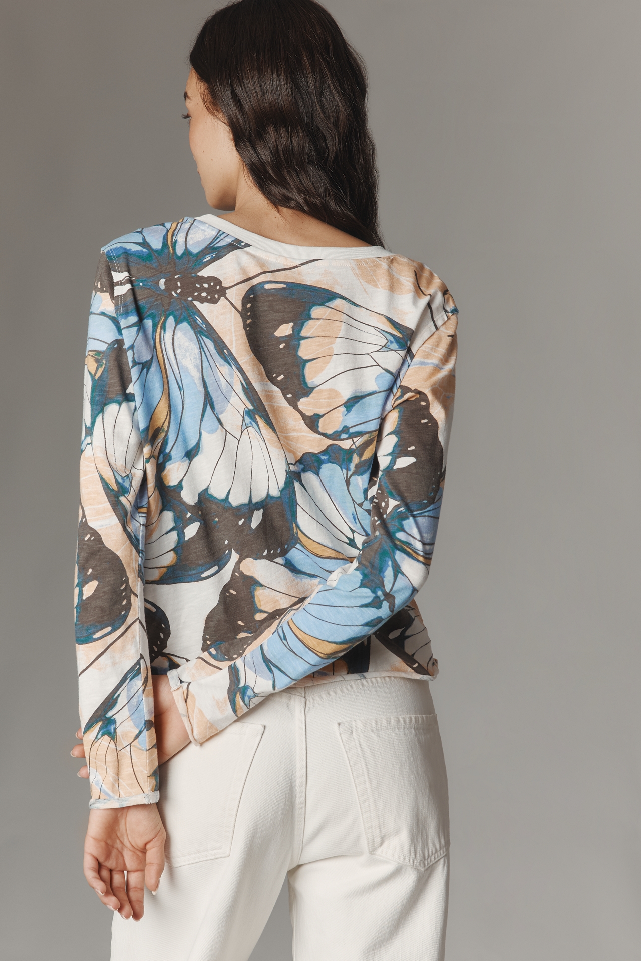 Maeve Caitlin Cotton Boxy Long Sleeve Tee
