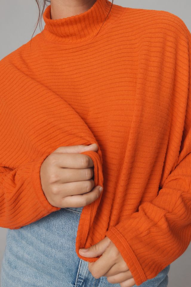 Pilcro Cozy Ribbed Turtleneck Batwing Pullover #7