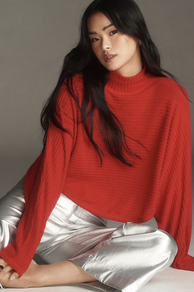 Pilcro Cozy Ribbed Turtleneck Batwing Pullover #4
