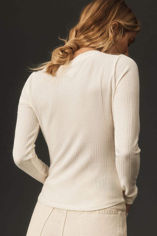 Andie Ribbed Henley Top by Pilcro: Thermal Edition  #1