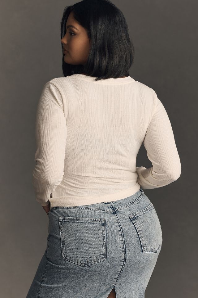 Andie Ribbed Henley Top by Pilcro: Thermal Edition  #4