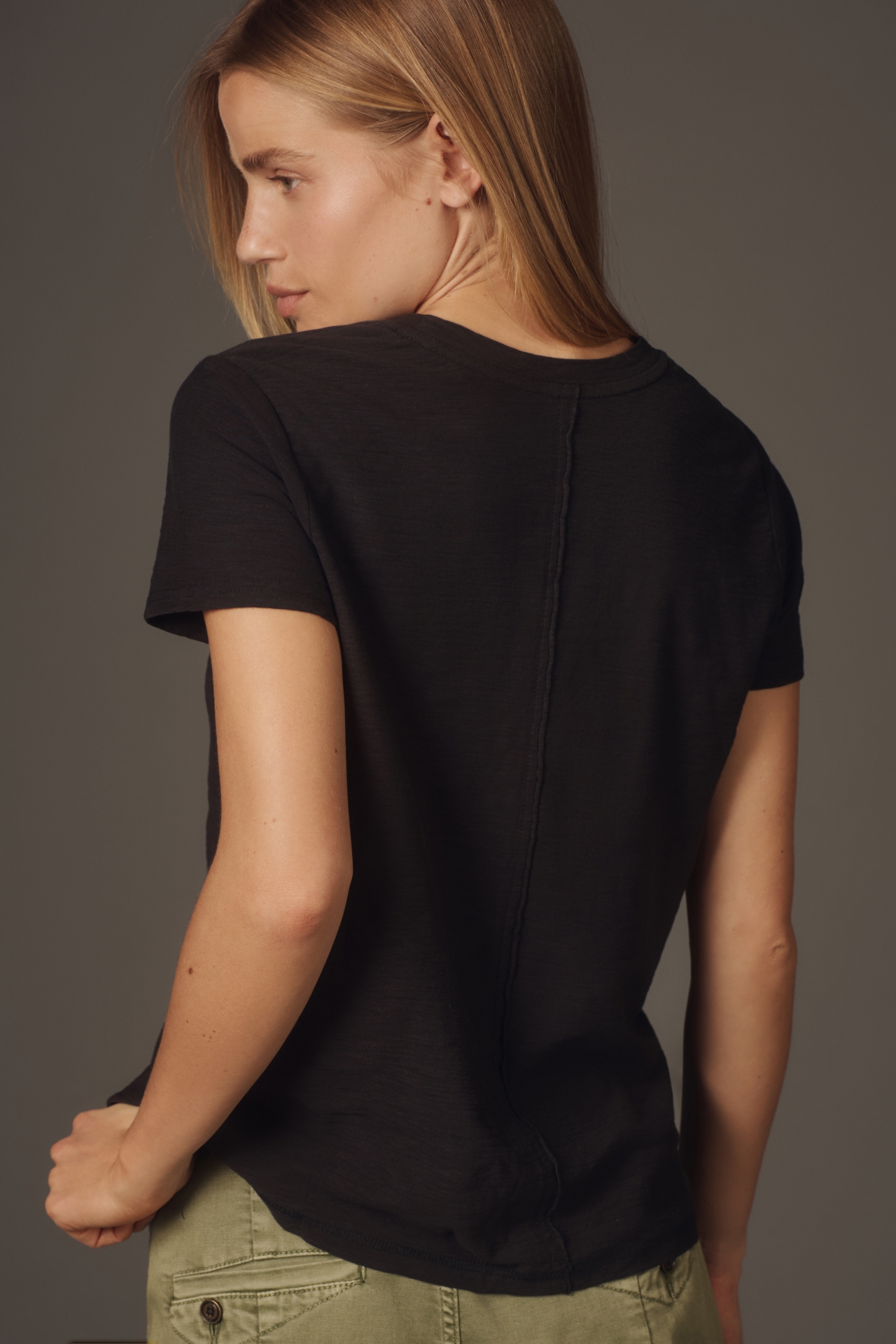 The Bennie Cotton Slub Crew-Neck Slim Tee by Pilcro
