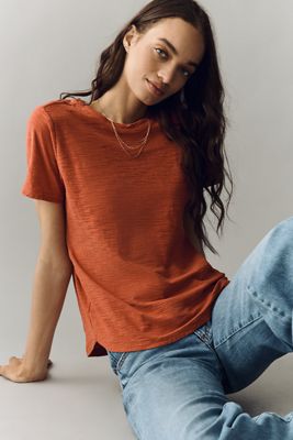 The Bennie Slim Crew Neck Cotton-Slub T-Shirt by Pilcro