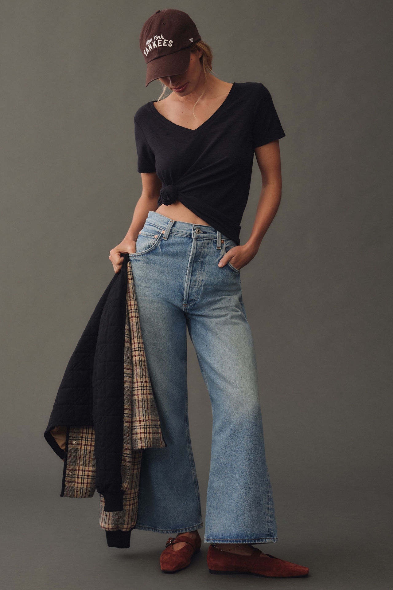 The Bennie Cotton-Slub V-Neck Short-Sleeve Tee by Pilcro