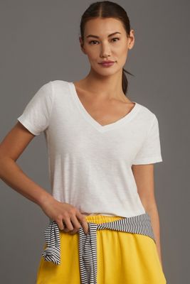 Pilcro Bennie Cotton Slim V-Neck Tee