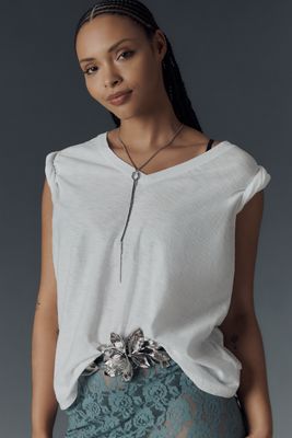 Pilcro Bennie Cotton Slim V-Neck Tee