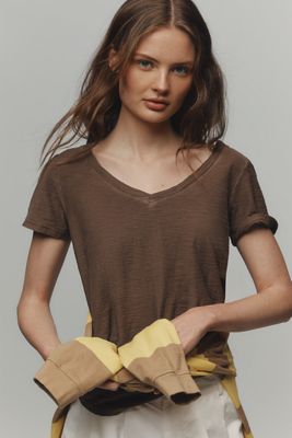 Das Bennie Slim Rundhals Baumwoll-Slub T-Shirt von Pilcro: V-Ausschnitt Edition
