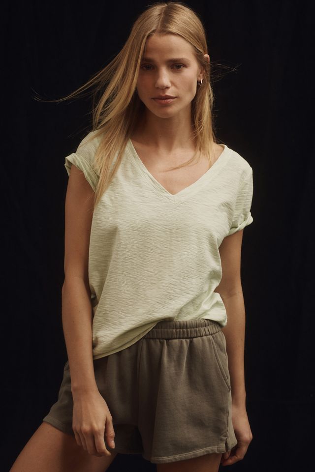The Bennie Cotton-Slub V-Neck Short-Sleeve Tee by Pilcro #1