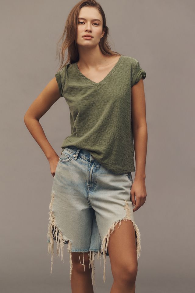 The Bennie Cotton-Slub V-Neck Short-Sleeve Tee by Pilcro #1