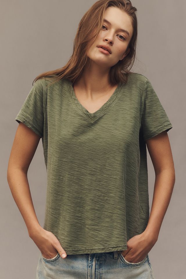 The Bennie Cotton-Slub V-Neck Short-Sleeve Tee by Pilcro #3