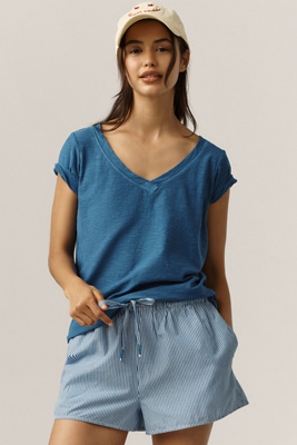 The Bennie Slim Crew Neck Cotton-Slub T-Shirt by Pilcro: V-Neck Edition product page