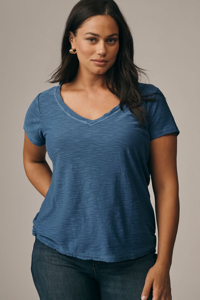 The Bennie Cotton-Slub V-Neck Short-Sleeve Tee by Pilcro #6