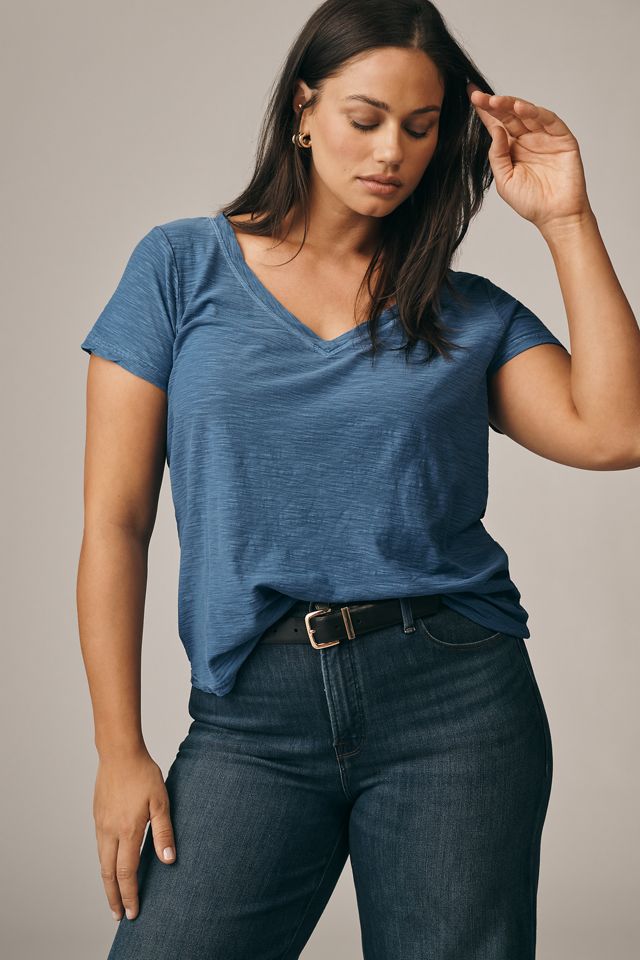 The Bennie Cotton-Slub V-Neck Short-Sleeve Tee by Pilcro #4