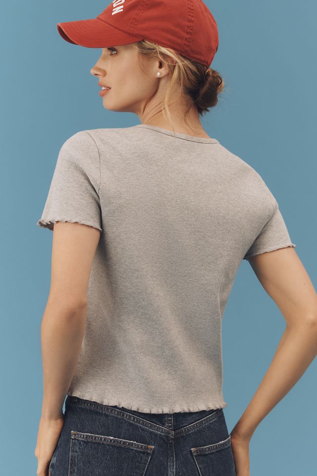 Pilcro Short-Sleeve Ribbed Cardigan Sweater
