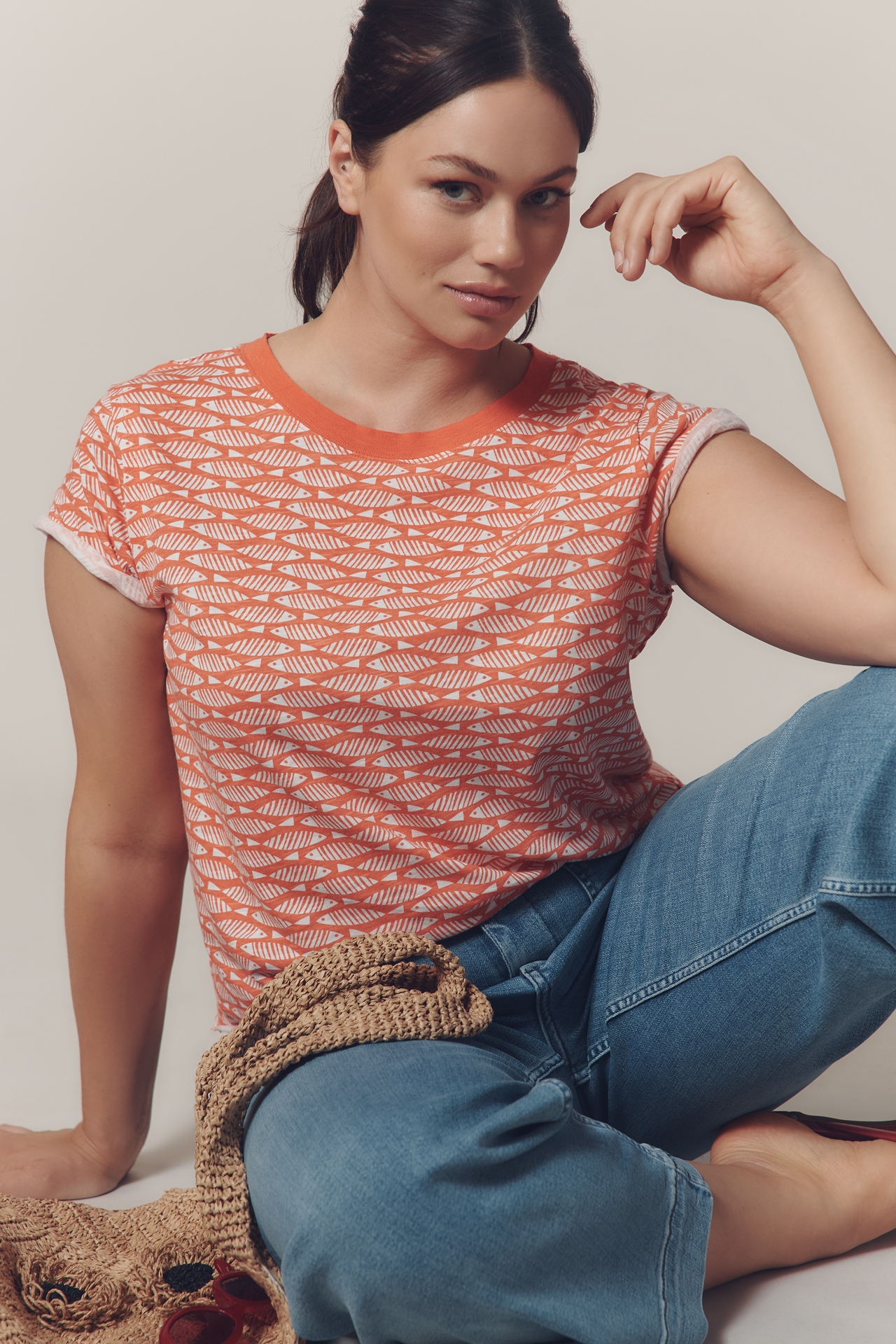 The Caitlin Boxy Tee by Maeve: Geo Printed Edition