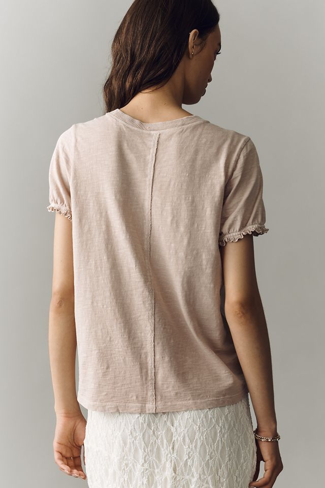 Pilcro Bennie 100% Cotton Slim Puff Sleeve Tee #1