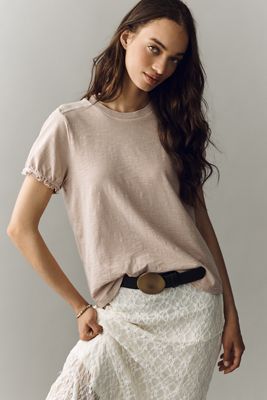 Pilcro Bennie 100% Cotton Slim Puff Sleeve Tee