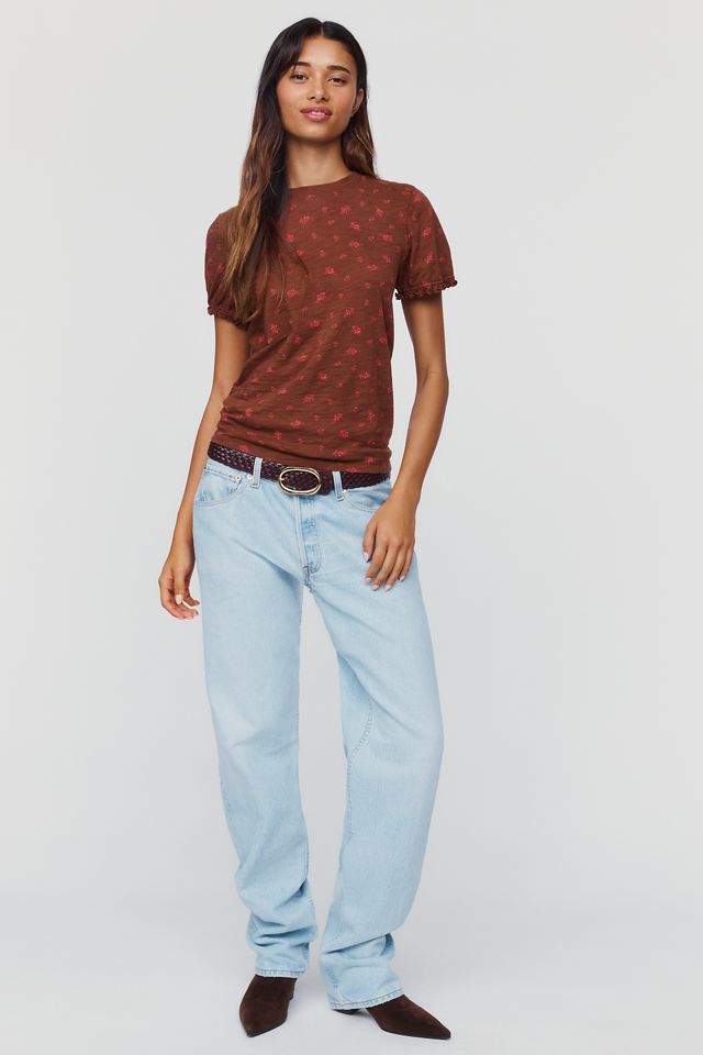 Pilcro Bennie 100% Cotton Slim Puff Sleeve Tee #1