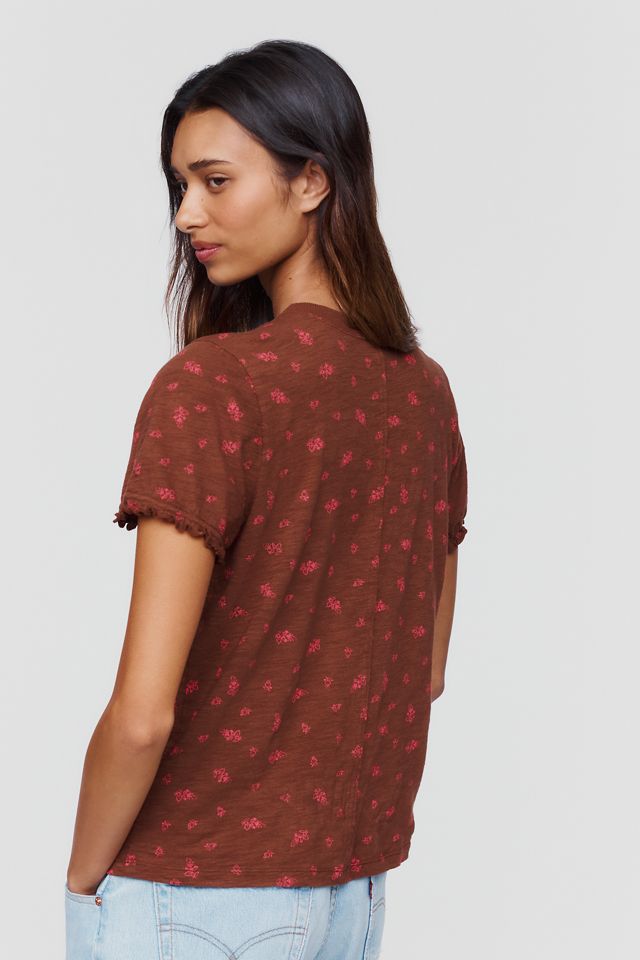 Pilcro Bennie 100% Cotton Slim Puff Sleeve Tee #3