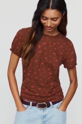 Pilcro Bennie 100% Cotton Slim Puff Sleeve Tee