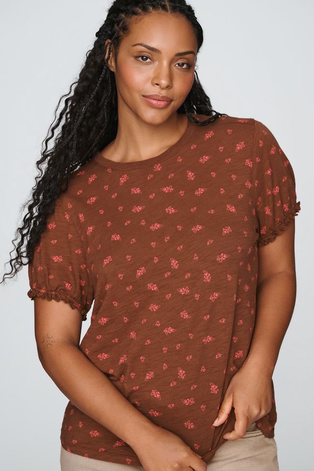 Pilcro Bennie 100% Cotton Slim Puff Sleeve Tee #7