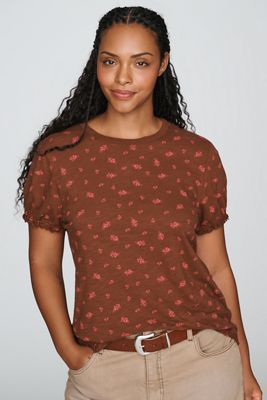 Pilcro Bennie 100% Cotton Slim Puff Sleeve Tee