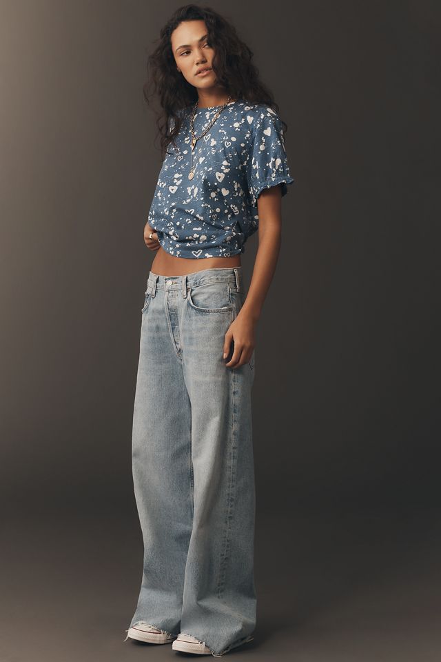Pilcro Bennie Cotton Slim Puff Sleeve Tee | Anthropologie