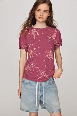 Pilcro Bennie Cotton Slim Puff Sleeve Tee
