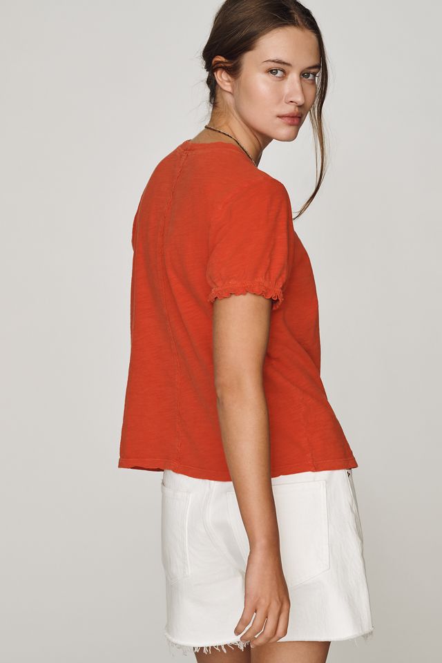 The Bennie Cotton-Slub Crew-Neck T-Shirt by Pilcro: Puff-Sleeve Edition #2