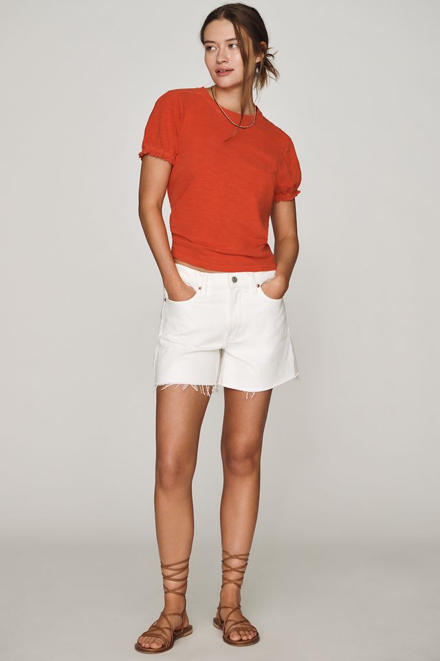 The Bennie Cotton-Slub Crew-Neck T-Shirt by Pilcro: Puff-Sleeve Edition #3