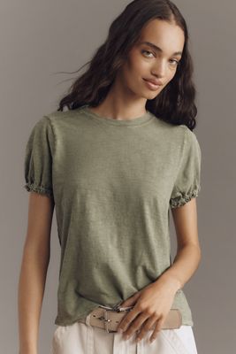 The Bennie Puff-Sleeve Crew-Neck Tee by Pilcro