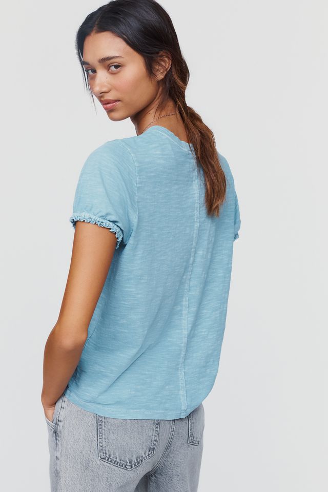 Pilcro Bennie 100% Cotton Slim Puff Sleeve Tee #3