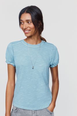Pilcro Bennie 100% Cotton Slim Puff Sleeve Tee