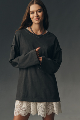Pilcro Long-sleeve Boyfriend Tee In Black