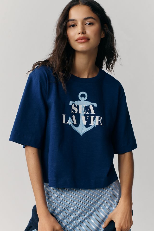 トップス WIND AND SEA TEE BLUE The Corey Cotton Crew Neck Tee | Anthropologie