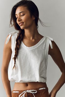Pilcro Cotton Tie Shoulder Bubble Tee