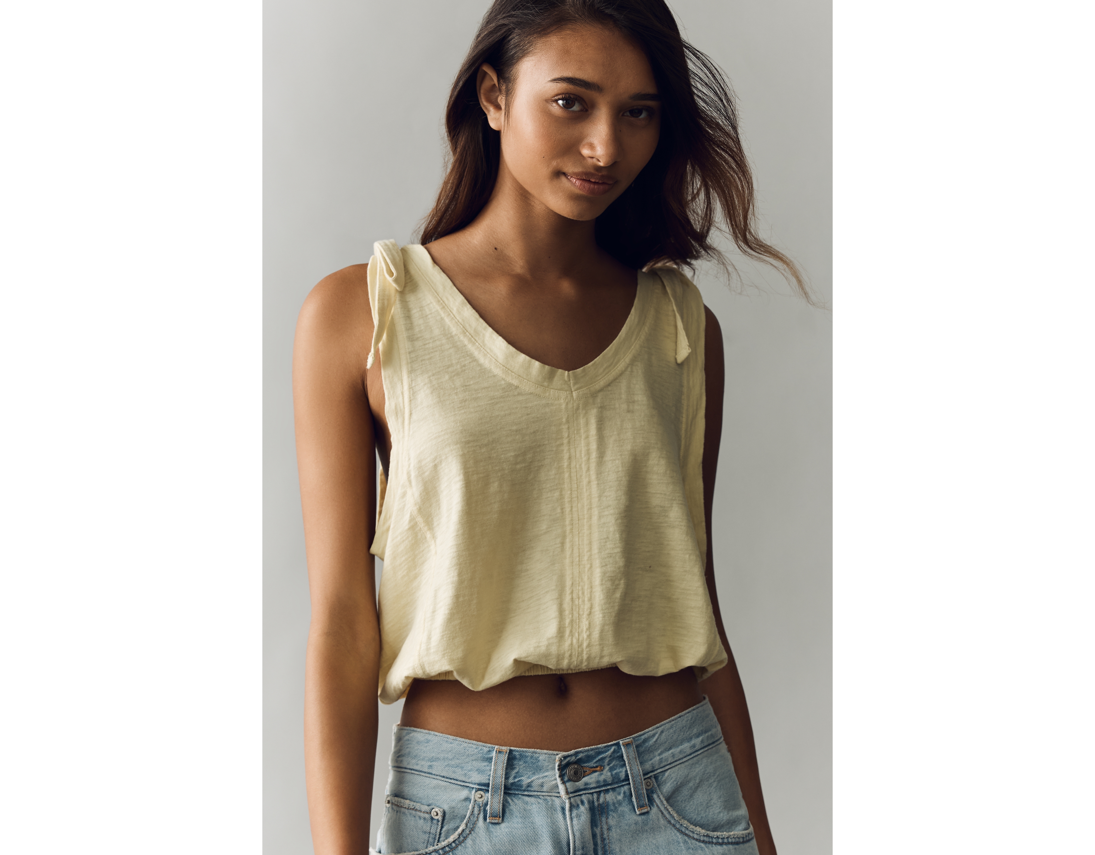 Pilcro Cotton Tie Shoulder Bubble Tee