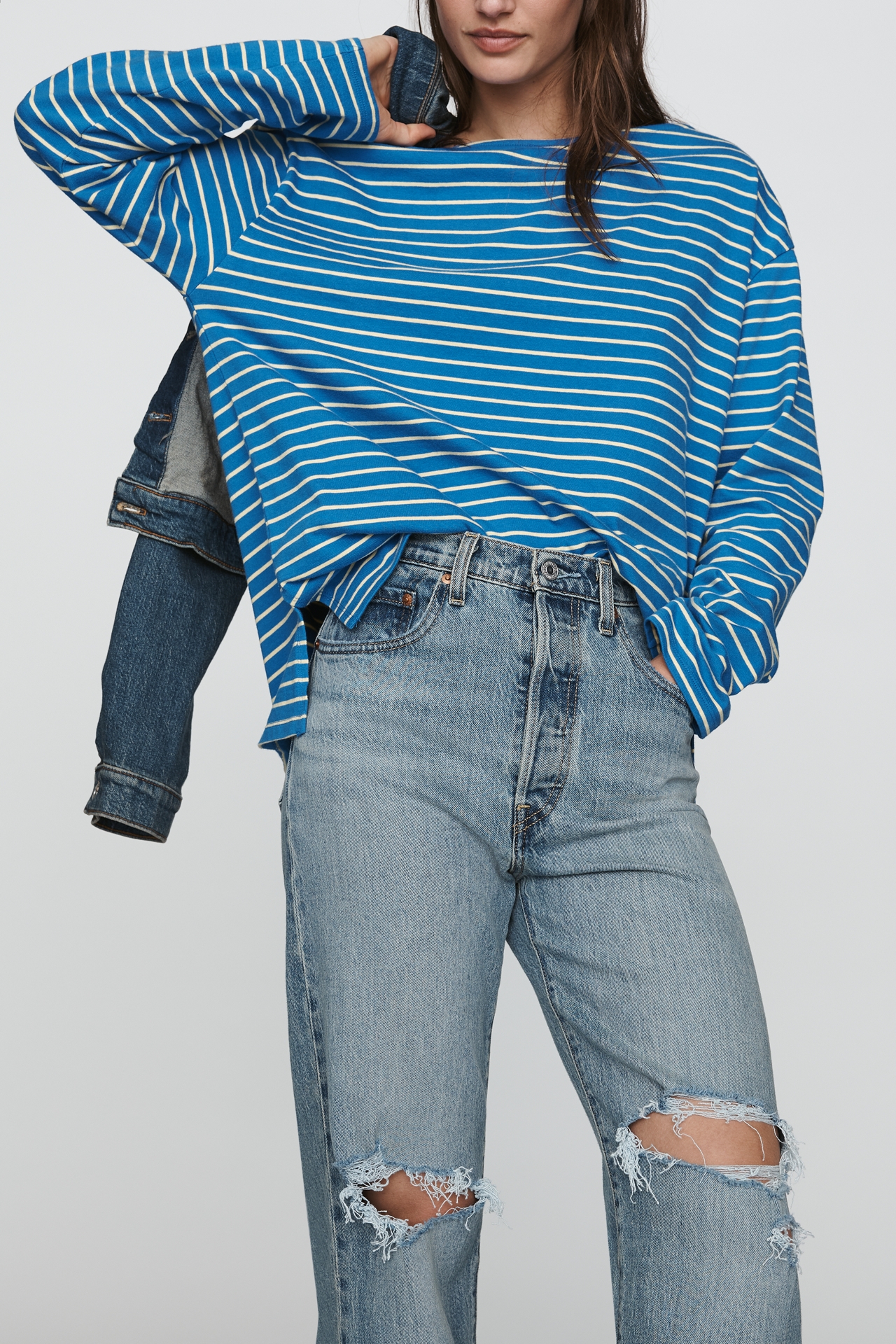 Maeve Greer 100% Cotton Relaxed Long-Sleeve Top