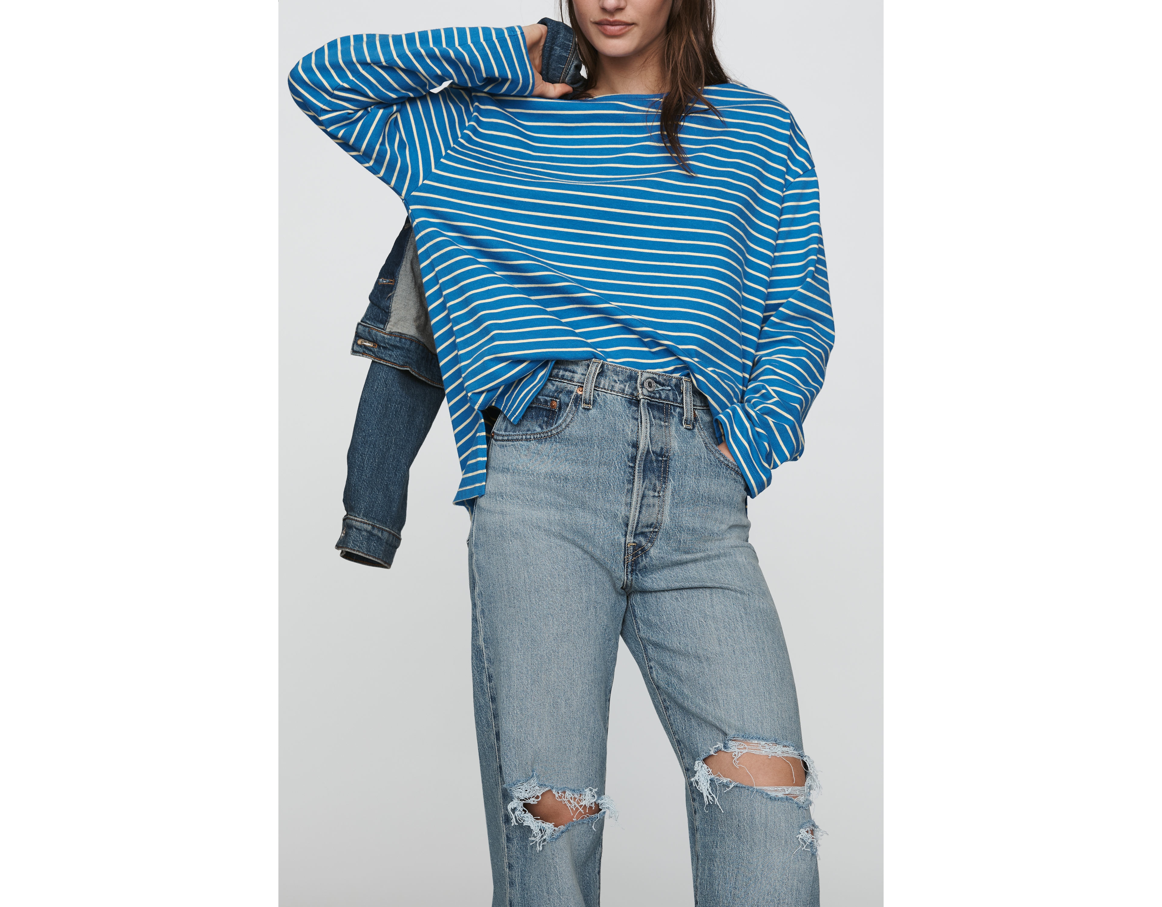 Maeve Greer 100% Cotton Relaxed Long-Sleeve Top