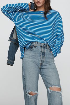 Maeve Greer 100% Cotton Relaxed Long-Sleeve Top